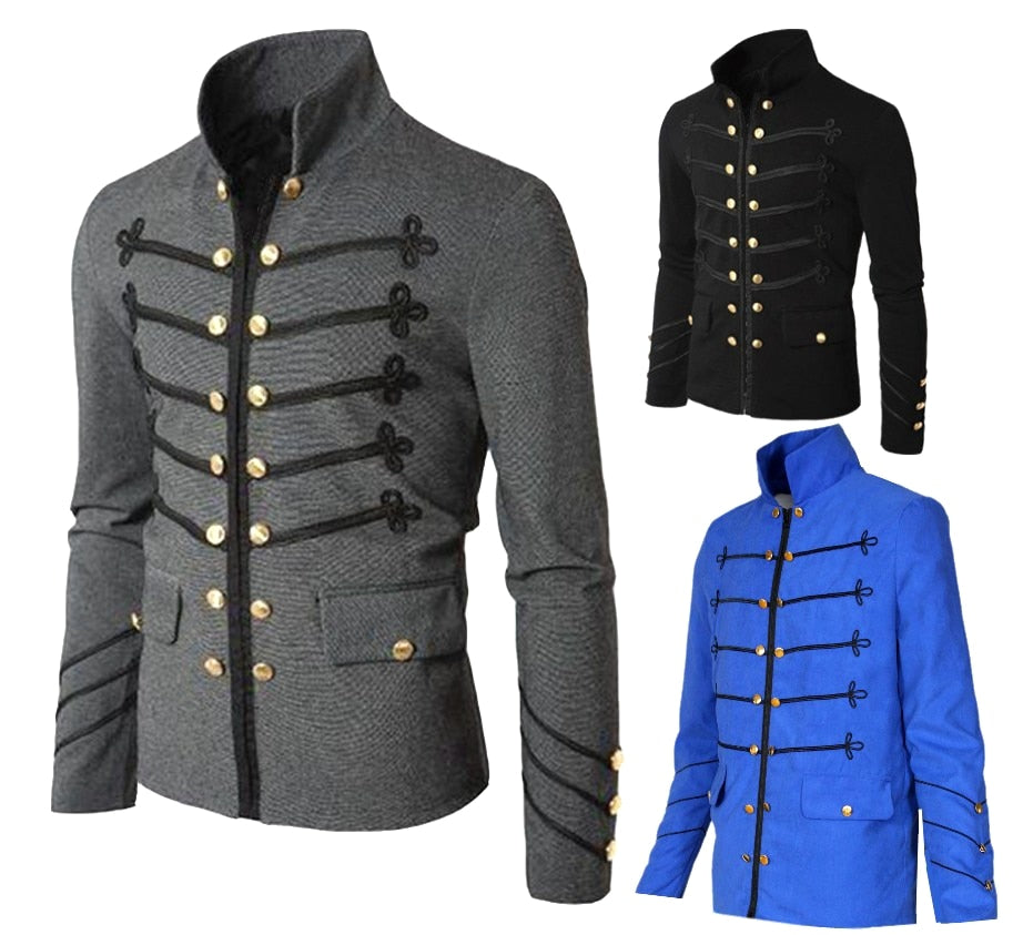 Steampunk Men Gothic  Military Jacket